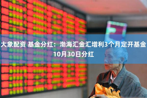 大象配资 基金分红：渤海汇金汇增利3个月定开基金10月30日分红