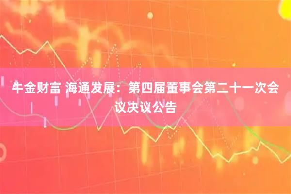 牛金财富 海通发展：第四届董事会第二十一次会议决议公告